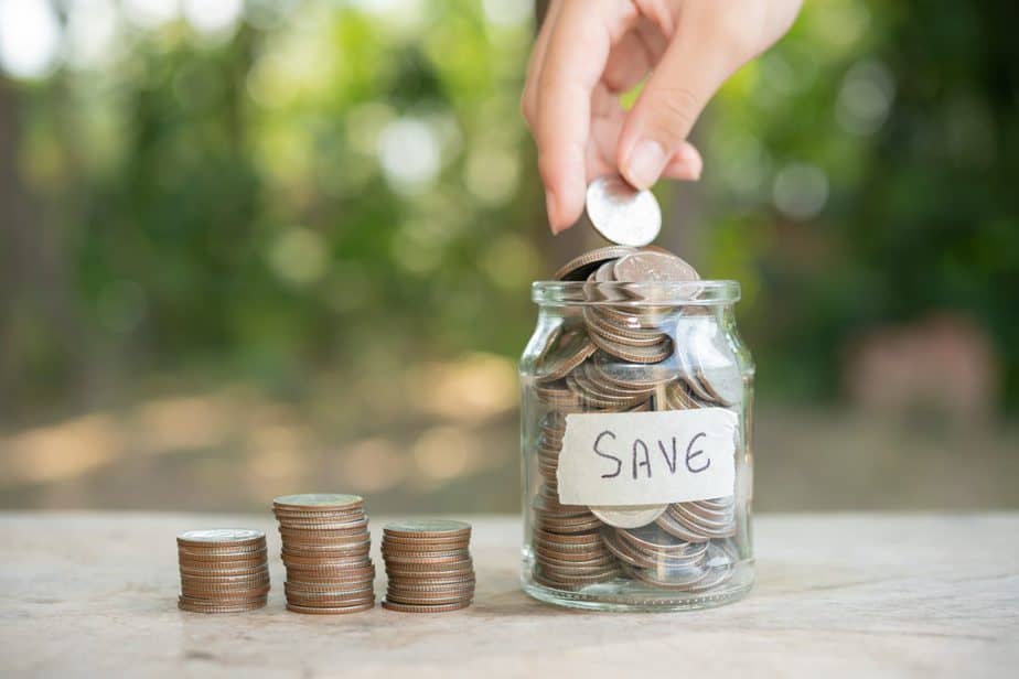 Savings jar full of coins