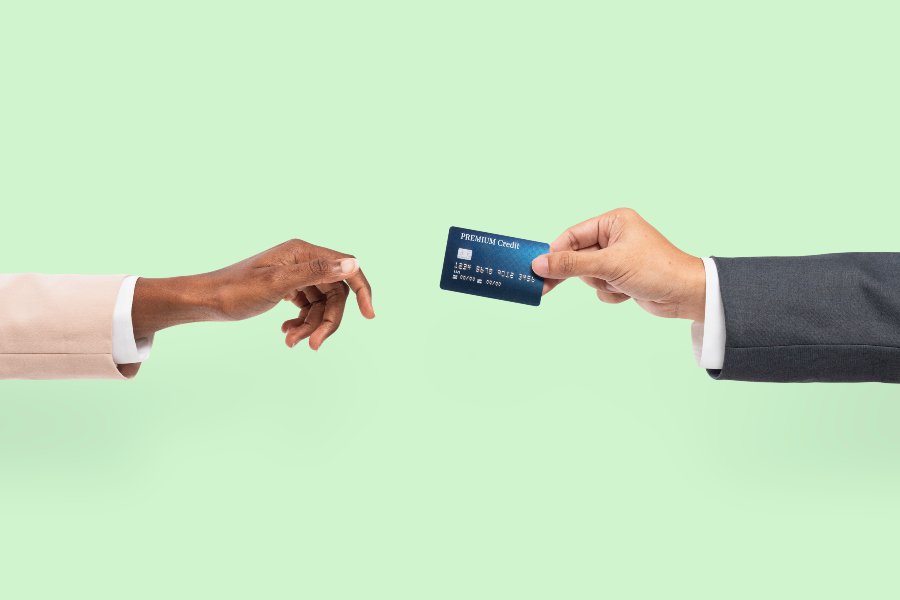 Giving a credit card to each other