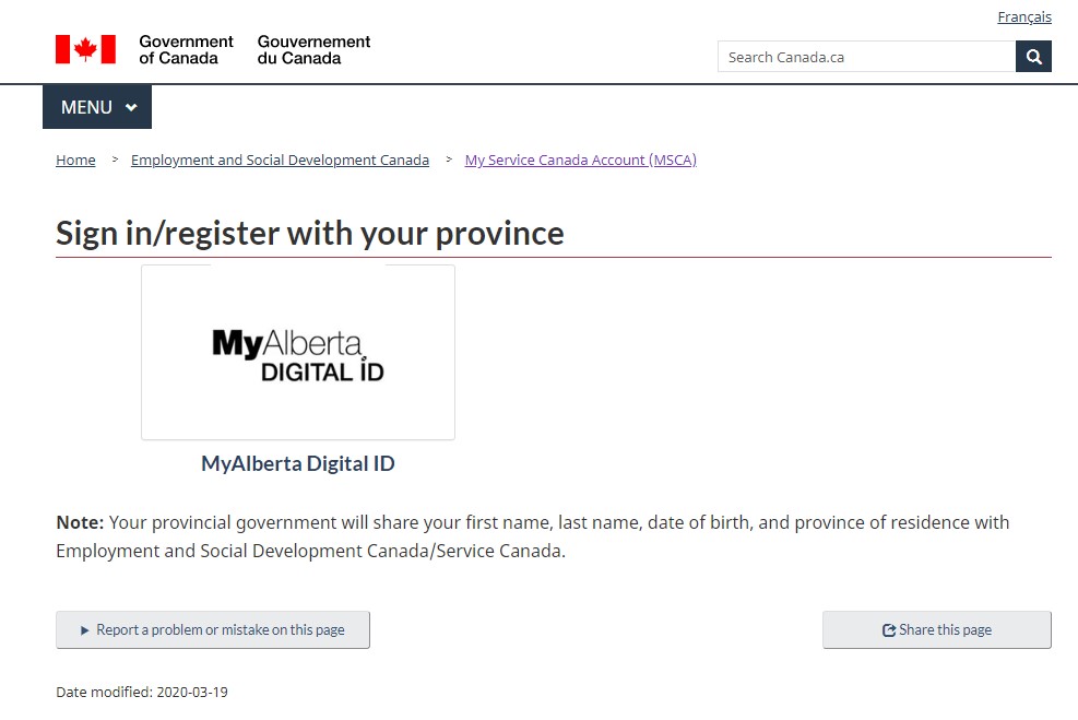 Sign in with your province digital ID